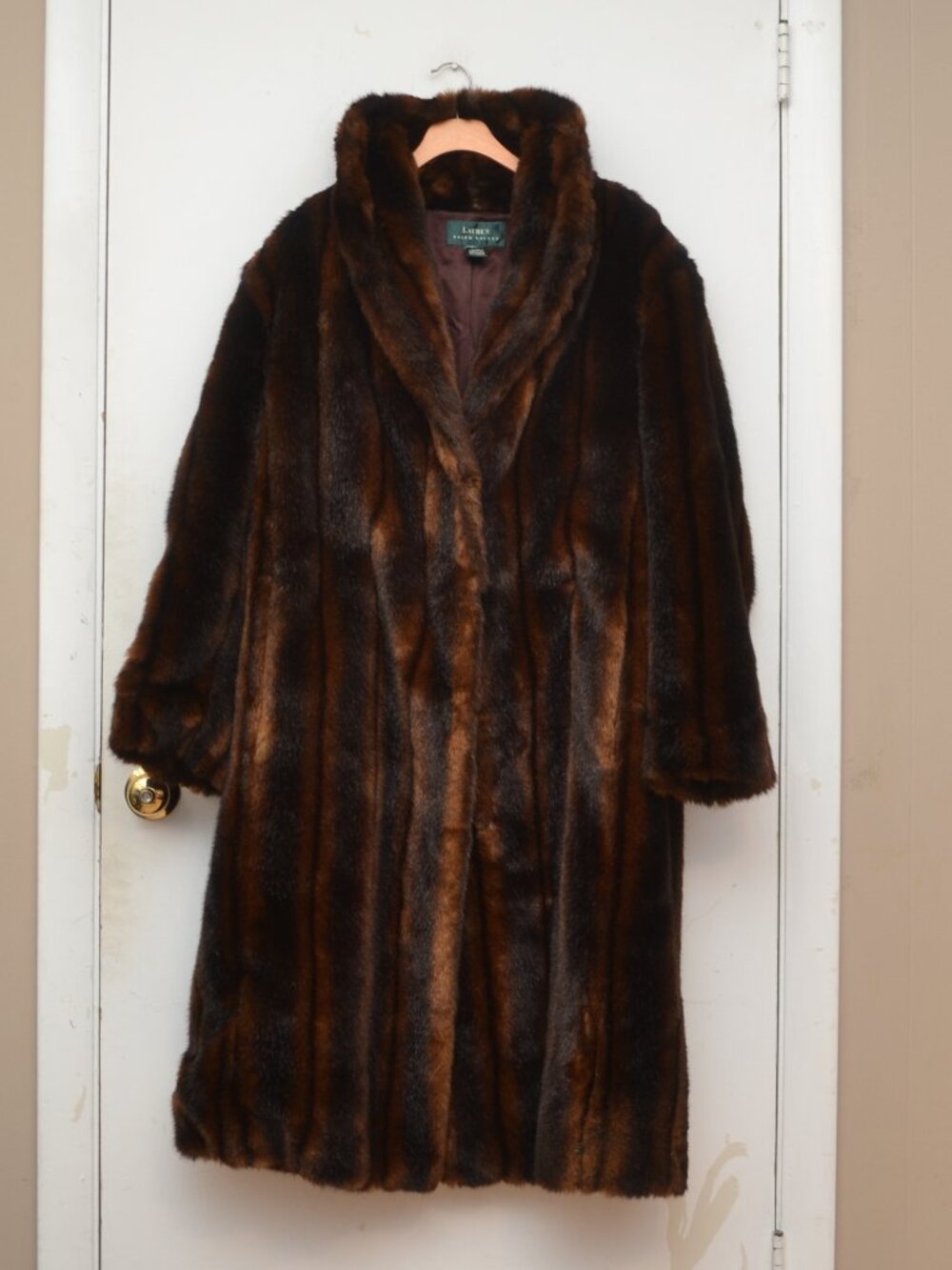 Ralph Lauren Faux Mink Fur Coat Long Women’s Size 2x Rare USA Runs Smaller